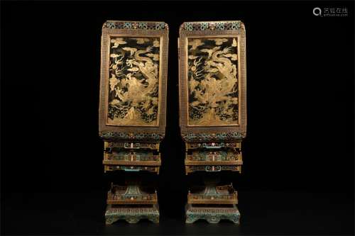 A Pair of Chinese Cloisonne Lamps