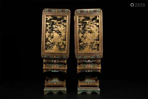 A Pair of Chinese Cloisonne Lamps