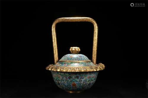 A Chinese Cloisonne Water Pot with Handle