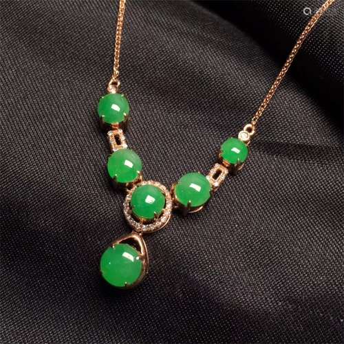 A Chinese Carved Jadeite Necklace