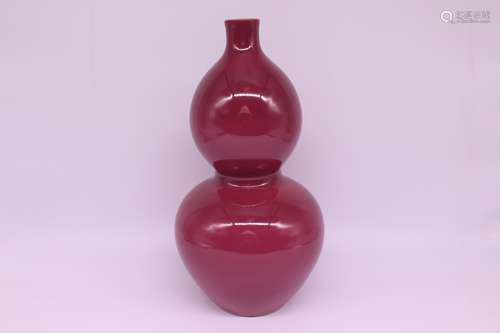 A Chinese Red Glazed Porcelain Double Gourd Vase