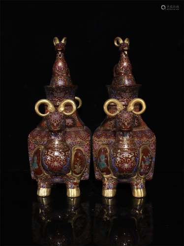 A Pair of Chinese Tea-Dust Glazed Famille-Rose Porcelain Vases