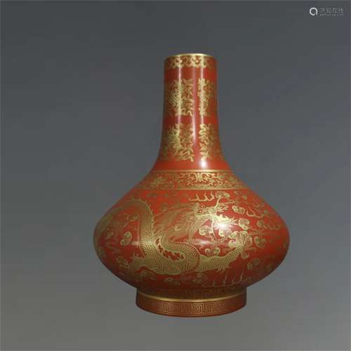 A Chinese Red Glazed Porcelain Vase