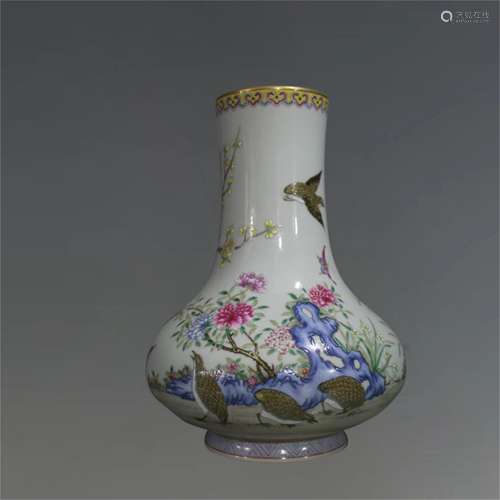 A Chinese Famille-Rose Porcelain Vase