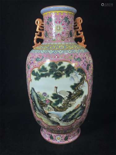 A Chinese Famille-Rose Porcelain Vase