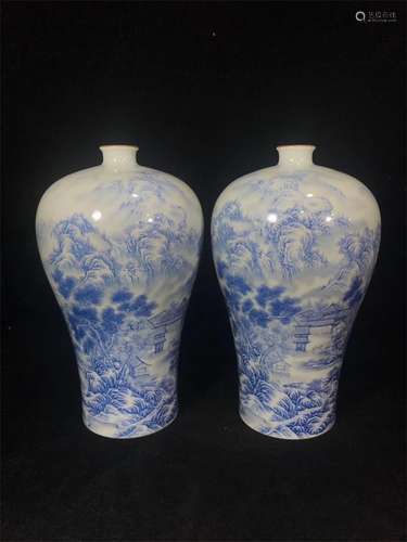 A Pair of Chinese Blue Glazed Porcelain Vases