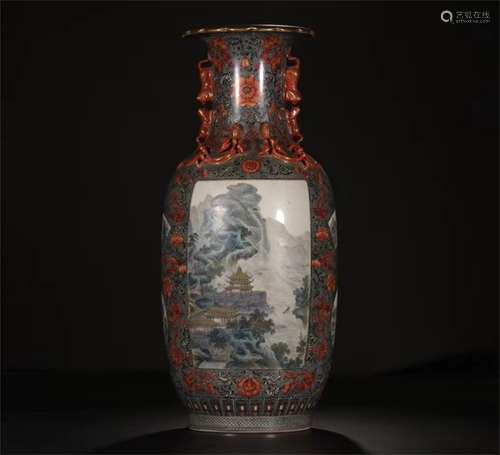 A Chinese Famille-Rose Porcelain Vase