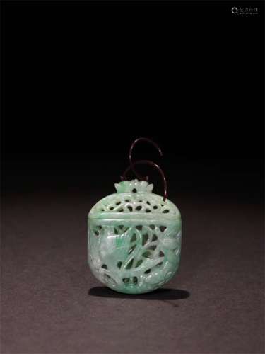 A Chinese Carved Jadeite Incense Case