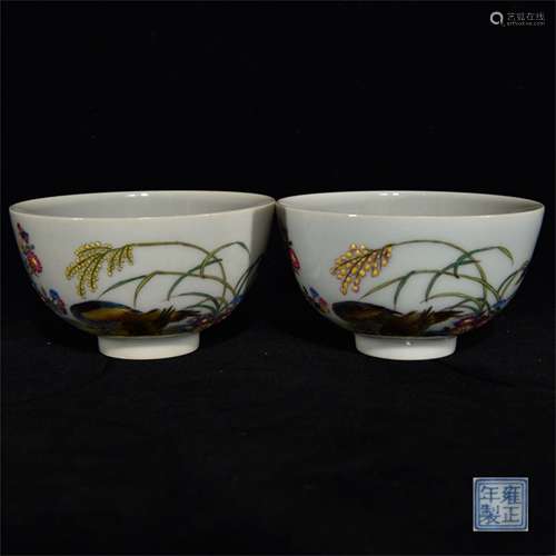 A Pair of Chinese Enamel Glazed Porcelain Bowls