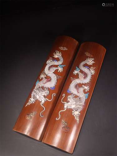 A Pair of Chinese Carved Bamboo Arm Rests