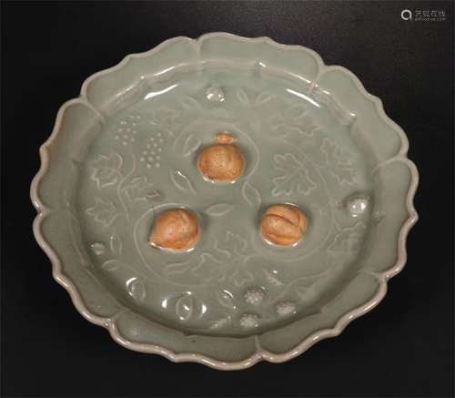 A Chinese Celadon Glazed Porcelain Plate