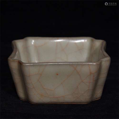 A Chinese Guan-Type Glazed Porcelain Square Cup