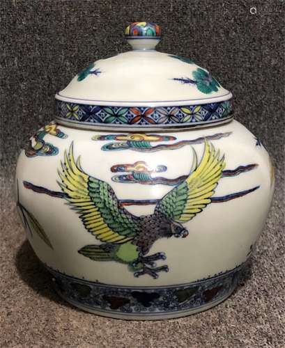 A Chinese Dou-Cai Glazed Porcelain Jar with Cover