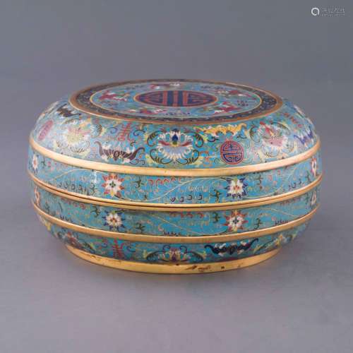 18TH C QIANLONG GILT BRONZE CLOISONNE BOX