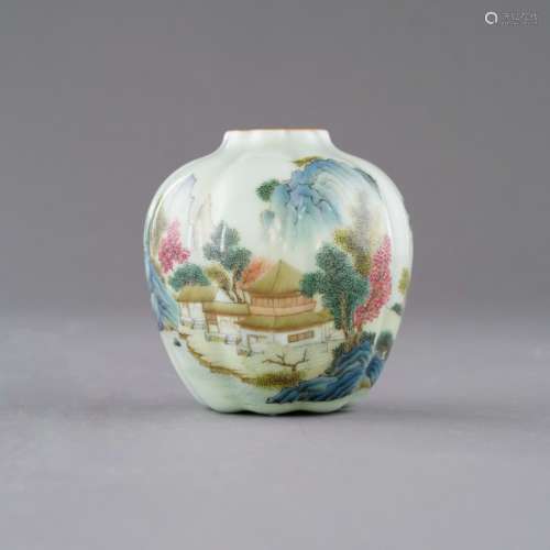 QIANLONG FAMILLE ROSE LANDSCAPE WATER POT