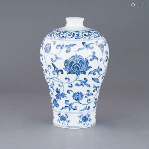 MING YONGLE BLUE & WHITE WRAPPED MEIPING JAR