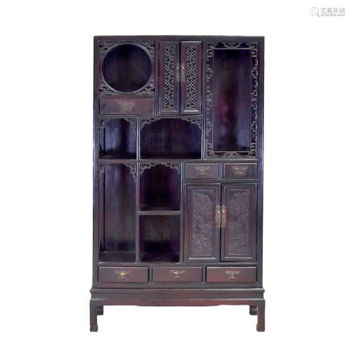 20TH C CHINESE HARDWOOD GALLERY CABINET