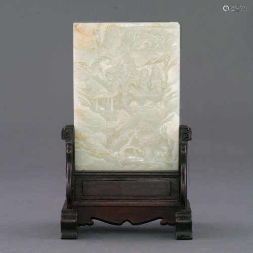 CHINESE JADE LANDSCAPE TABLE SCREEN