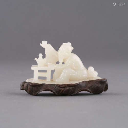 CHINESE WHITE JADE OF SCHOLAR FIGURE