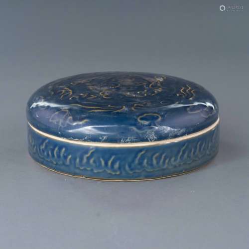 YUAN SGRAFITTO BLUE MONOCHROME PORCELAIN INK BOX