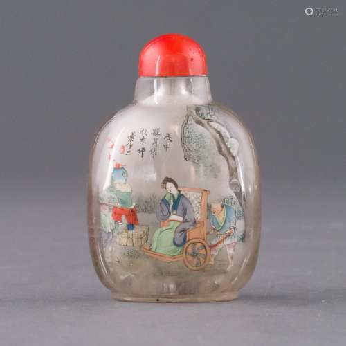 19/20TH C QING REVERSE PAINTING SNUFF BOTTLE