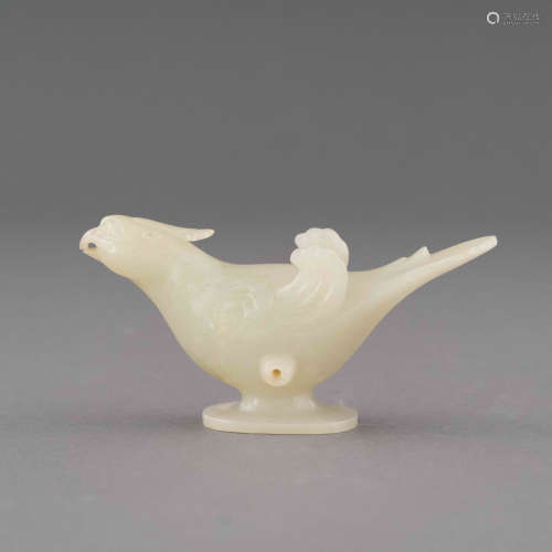 CHINESE WHITE JADE CARVED BIRD EFFIGY