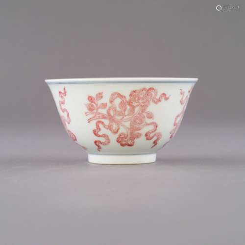 QIANLONG RED GLAZED EIGHT TREASURES WINE CUP