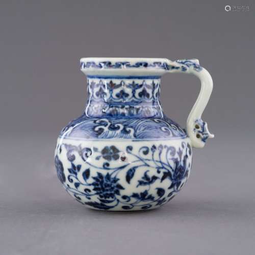 XUANDE BLUE & WHITE WRAPPED FLORAL WATER POT
