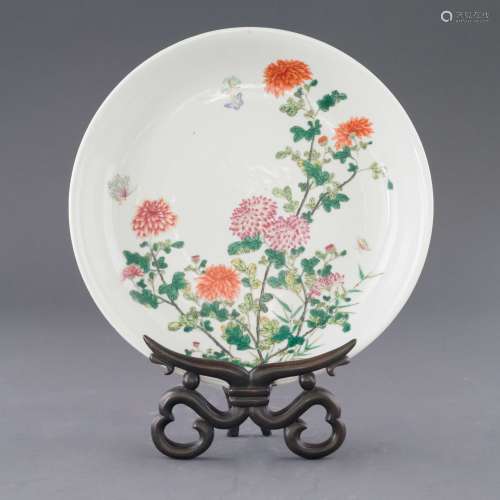GUANGXU FAMILLE ROSE FLORAL PLATE