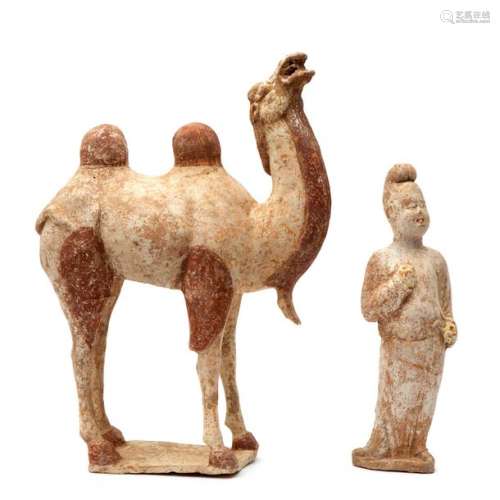 A Tang terracotta pottery camel with attendant ca.…