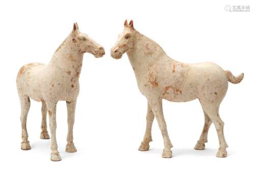 A pair of Tang terracotta pottery horses ca. 618 9…