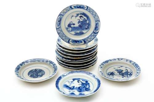 Twelve blue and white small size plates Kangxi per…