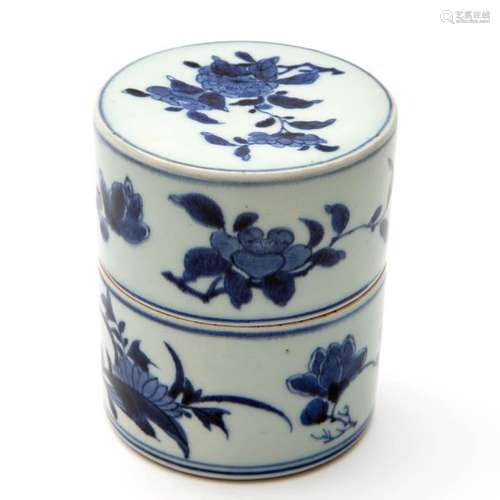 A blue and white floral decor slide box Qianlong p…