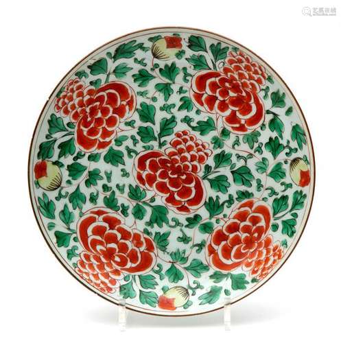 A polychrome peonies decor plate 19th century, pos…