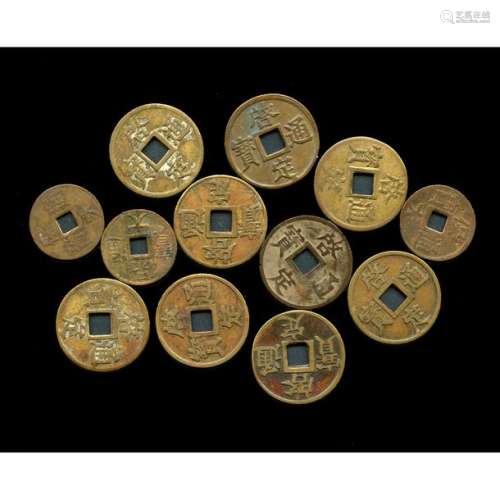 Annam, 1921 1922, Lot de 12 monnaies (sapeques) TB…