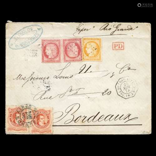 Argentine, France, 1870 1871, 40c orange et 1871 1…