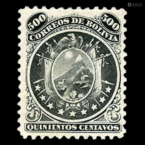 Bolivie, 1868, Armoiries, 500c noir, neuf étoiles,…