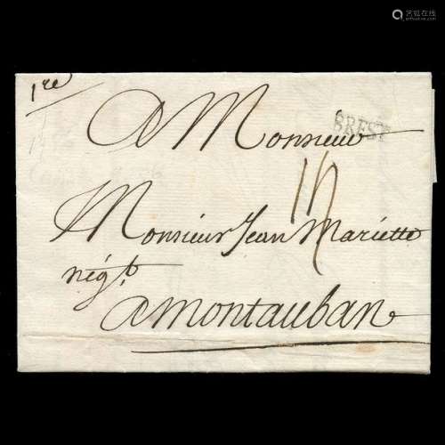 Lettre de Québec pour Montauban de 1756 postée à l…