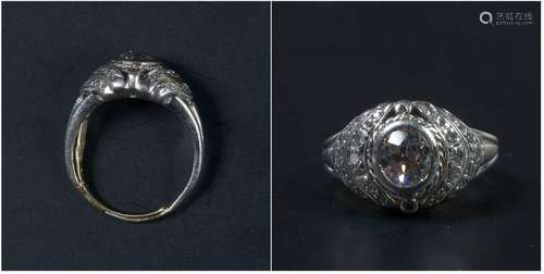 Bague en platine sertie de diamants taille ancienn…