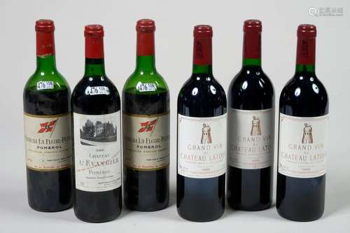 Lot de six bouteilles de vin rouge comprenant: tro…