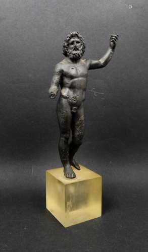 Dieu Zeus le bras gauche levé.Bronze style grec do…