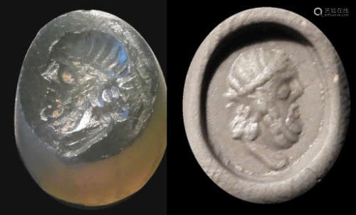 Intaille gravée d'un profil.Art romain.II IIIès. A…