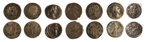 Lot de six deniers romains en argent.