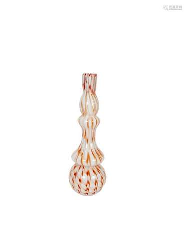 Maya Strubinoka Grand vase en verre blanc et orang…