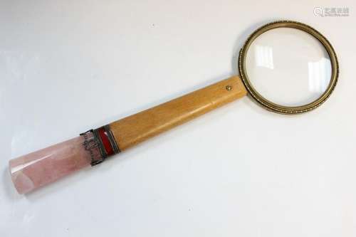 Antique Magnifier w Enamel Silver&Crystal Handle