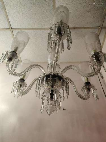 6 Lights 19th.C English Crystal Chandelier