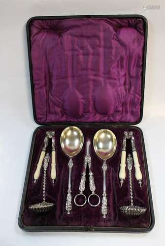 Set of Silver Plate and Bone Spoon w Original Box