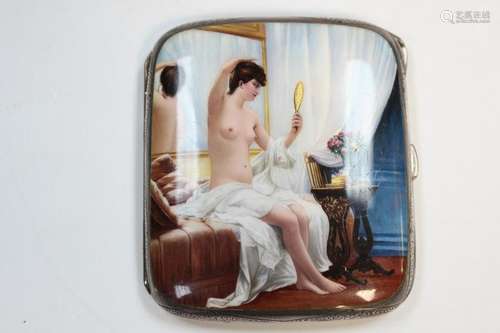 Silver Cigarette Case, Nude Girl in Bed