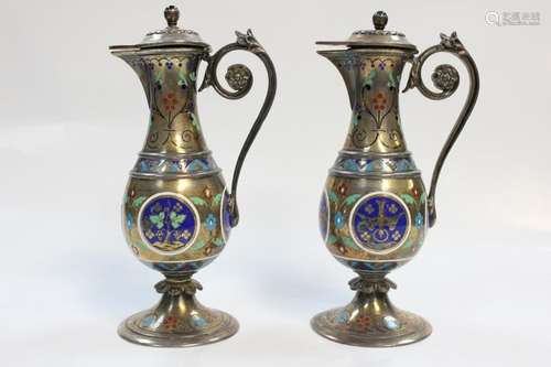 Pair of continental Silver Enamel Cruet Set