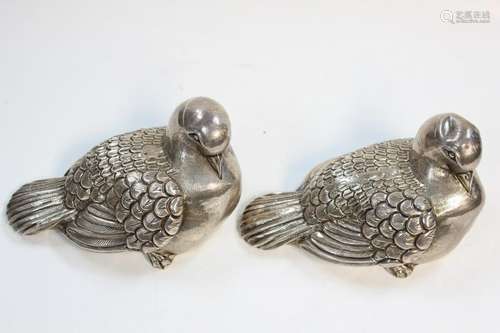 Pair of Antique Mid-Eastern Silver Birds